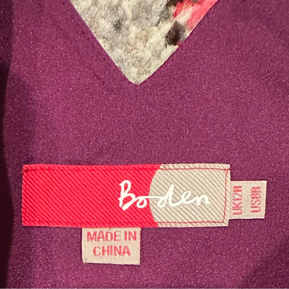 Boden Purple Floral Beaded Jewel V-Neckline Sleeveless Sheath Dress 8R - Picture 6 of 10